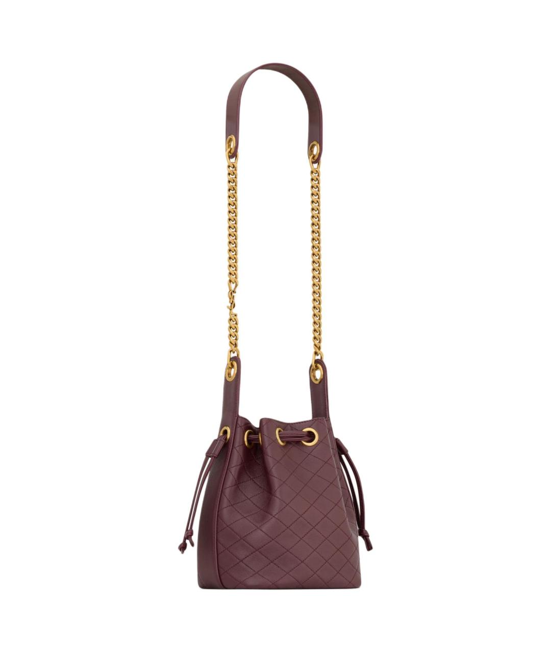 SAINT LAURENT Бордовая кожаная сумка через плечо, фото 2