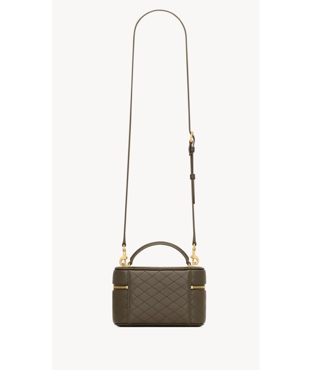 SAINT LAURENT Хаки кожаная сумка через плечо, фото 3