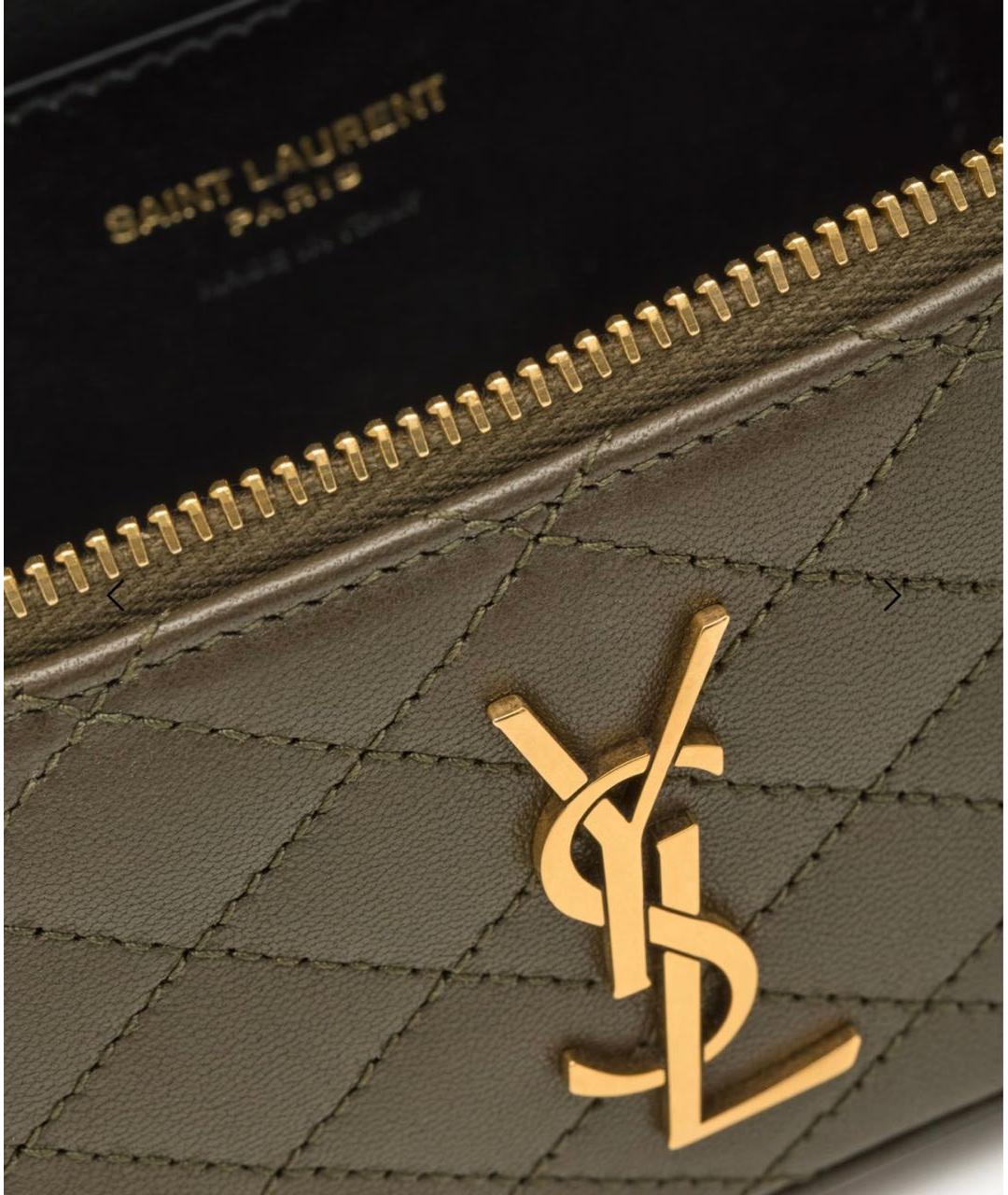 SAINT LAURENT Хаки кожаная сумка через плечо, фото 4