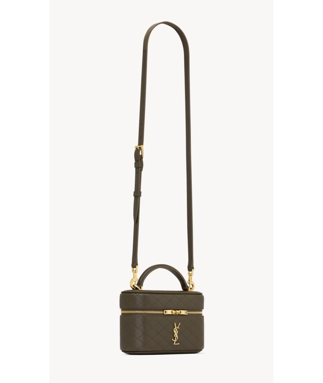 SAINT LAURENT Хаки кожаная сумка через плечо, фото 2