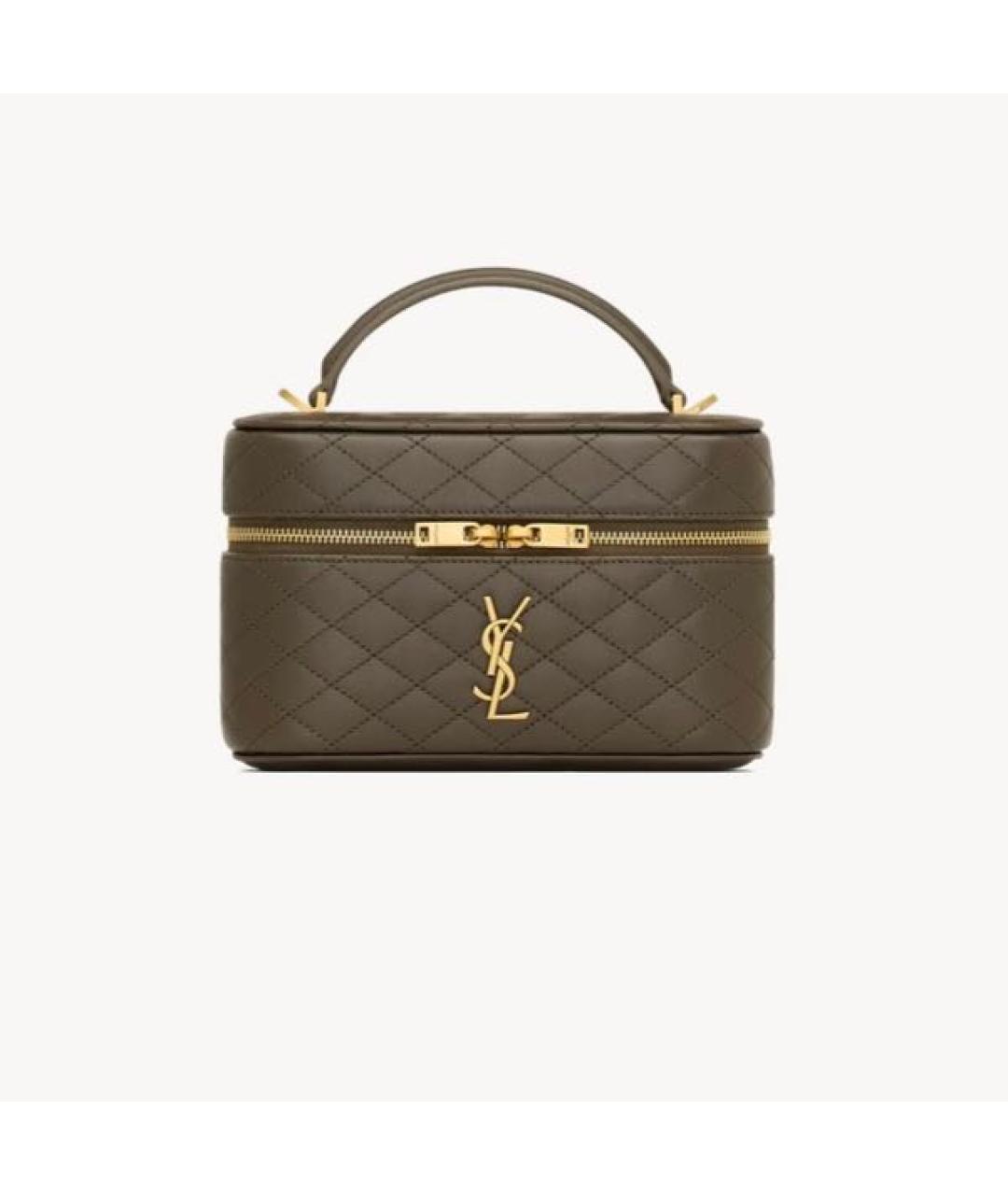 SAINT LAURENT Хаки кожаная сумка через плечо, фото 9
