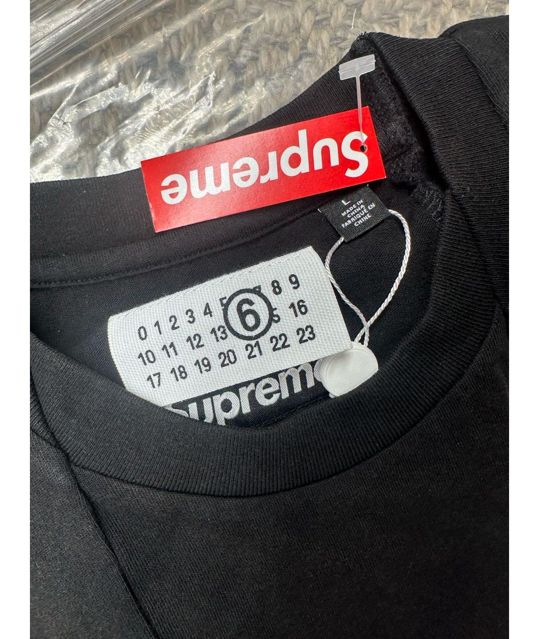 SUPREME Черная хлопковая футболка, фото 3