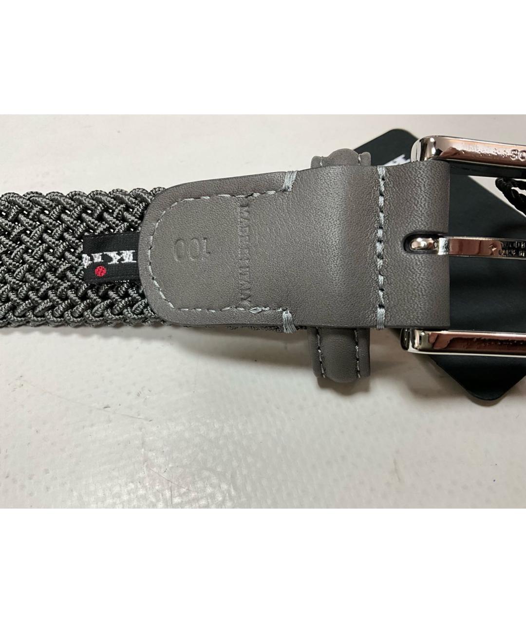 KITON Серый кожаный ремень, фото 4