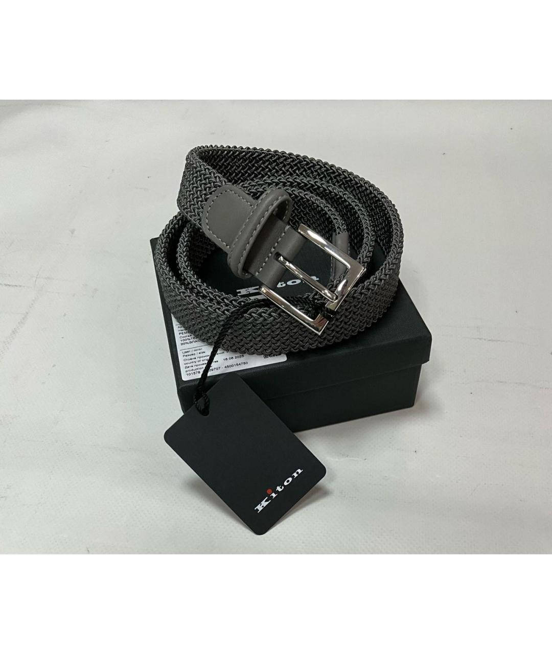 KITON Серый кожаный ремень, фото 6
