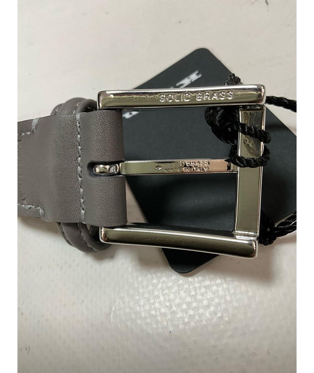 KITON Серый кожаный ремень, фото 3