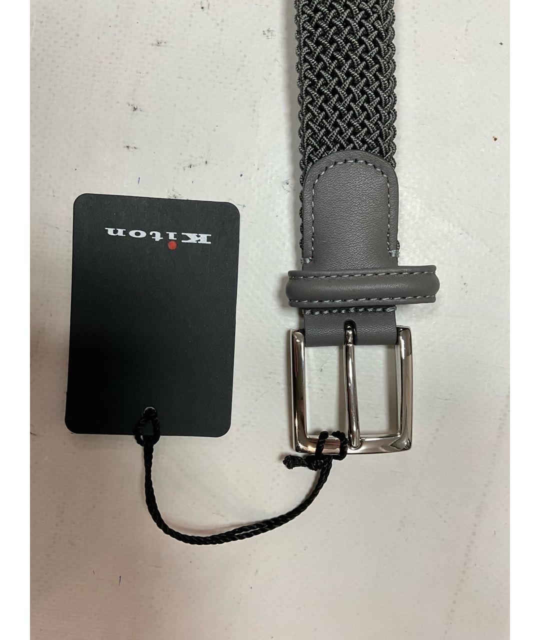 KITON Серый кожаный ремень, фото 2