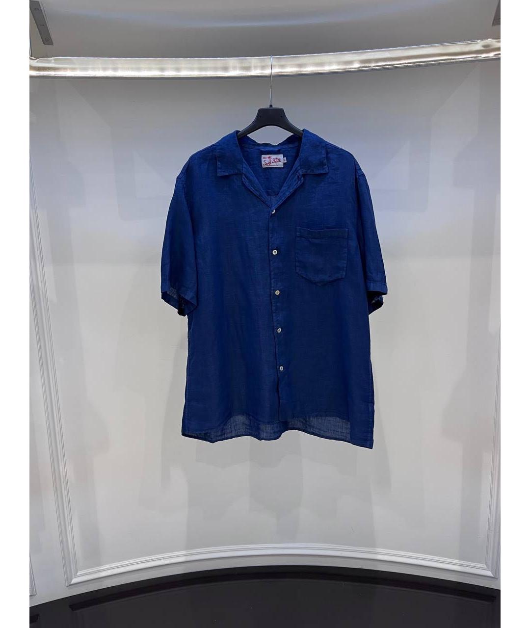 MC2 SAINT BARTH Темно-синяя льняная кэжуал рубашка, фото 3