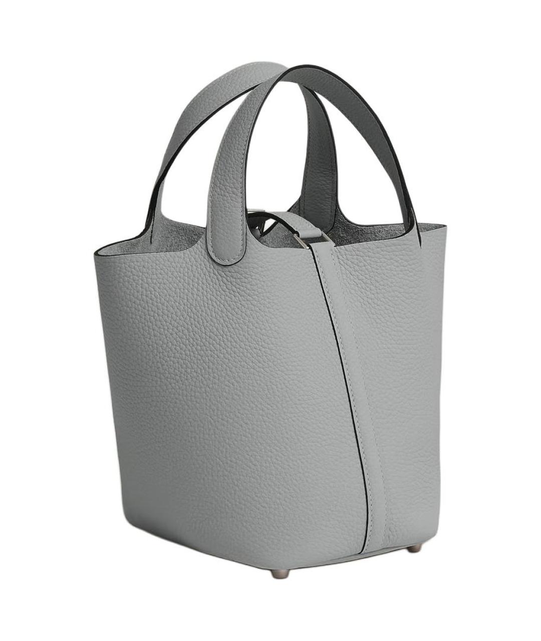 HERMES Серая кожаная сумка через плечо, фото 3