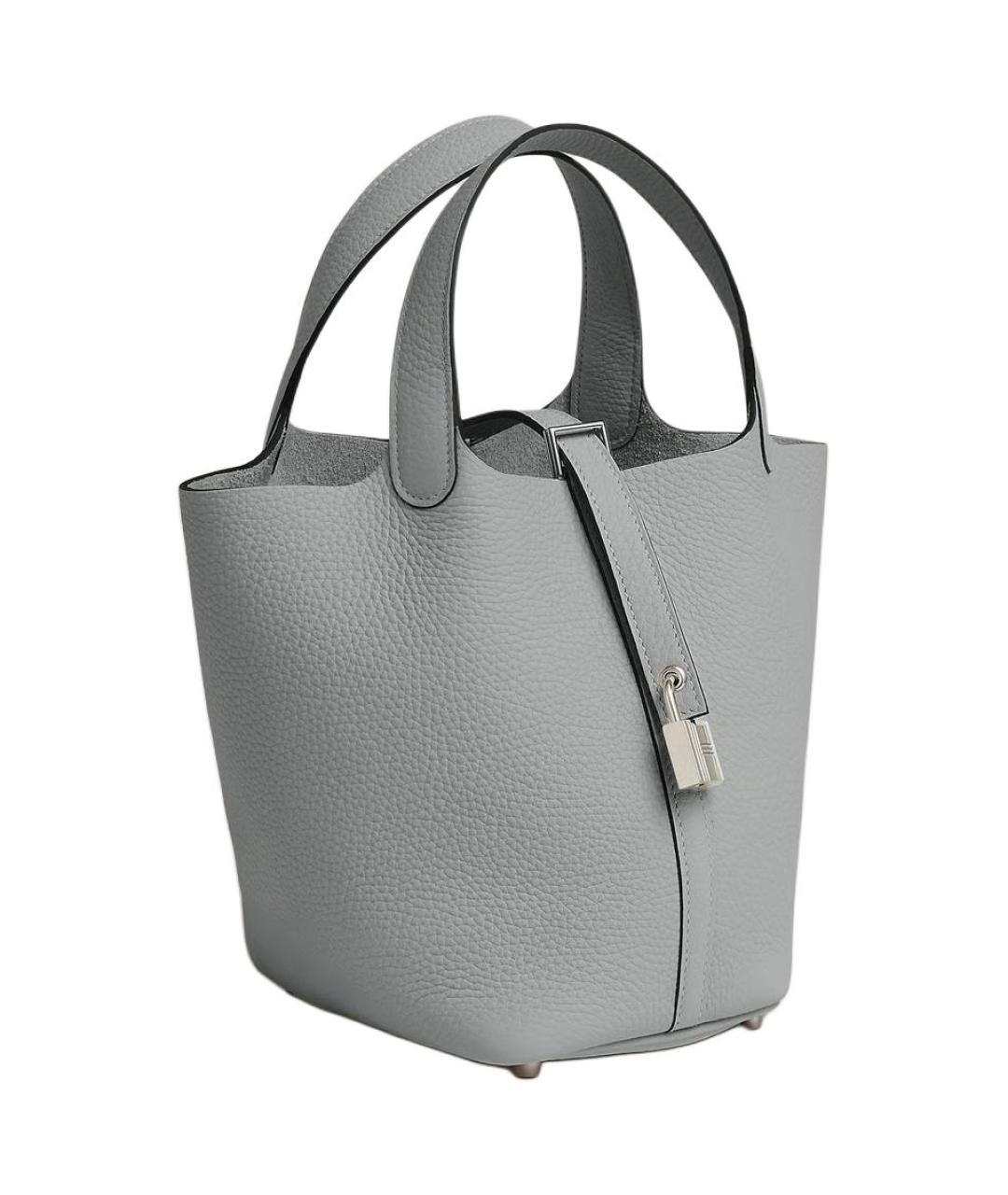 HERMES Серая кожаная сумка через плечо, фото 2