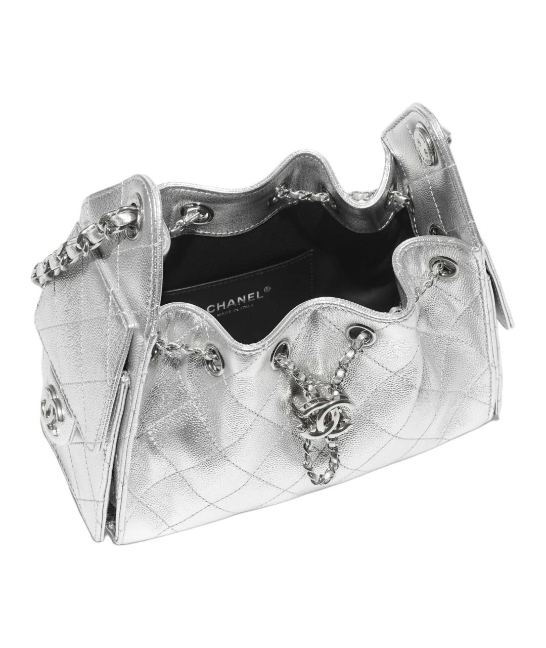 CHANEL Серебряная кожаная сумка через плечо, фото 5