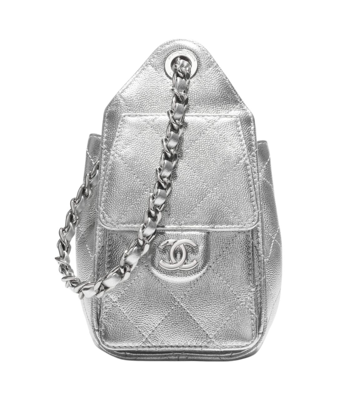 CHANEL Серебряная кожаная сумка через плечо, фото 4