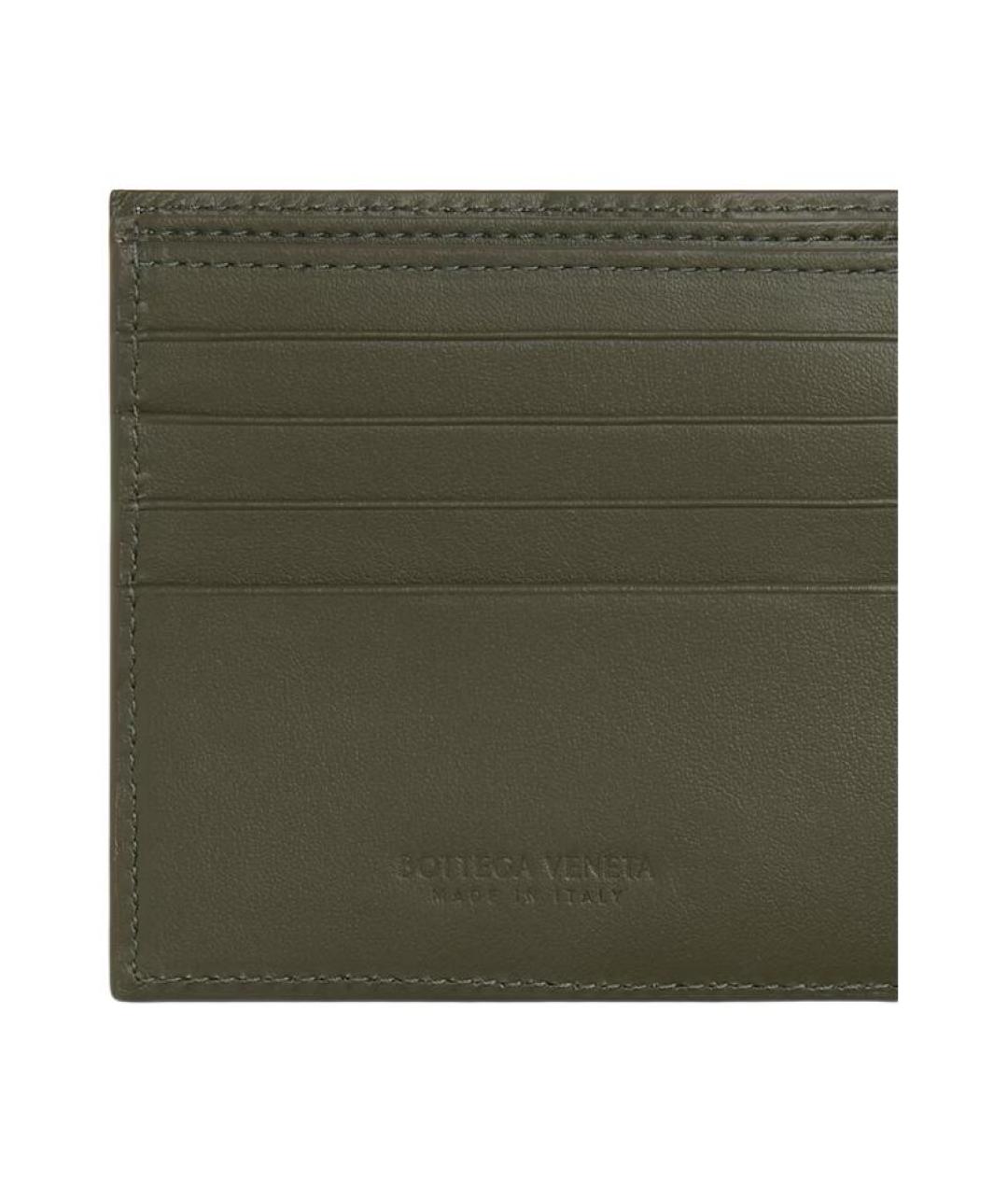 BOTTEGA VENETA Зеленый кожаный кошелек, фото 4