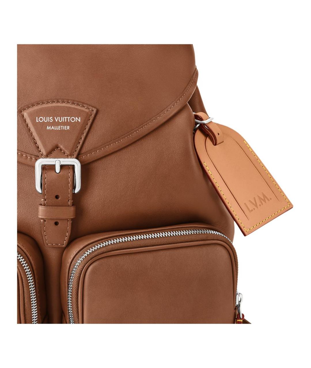 LOUIS VUITTON Коричневый кожаный рюкзак, фото 5
