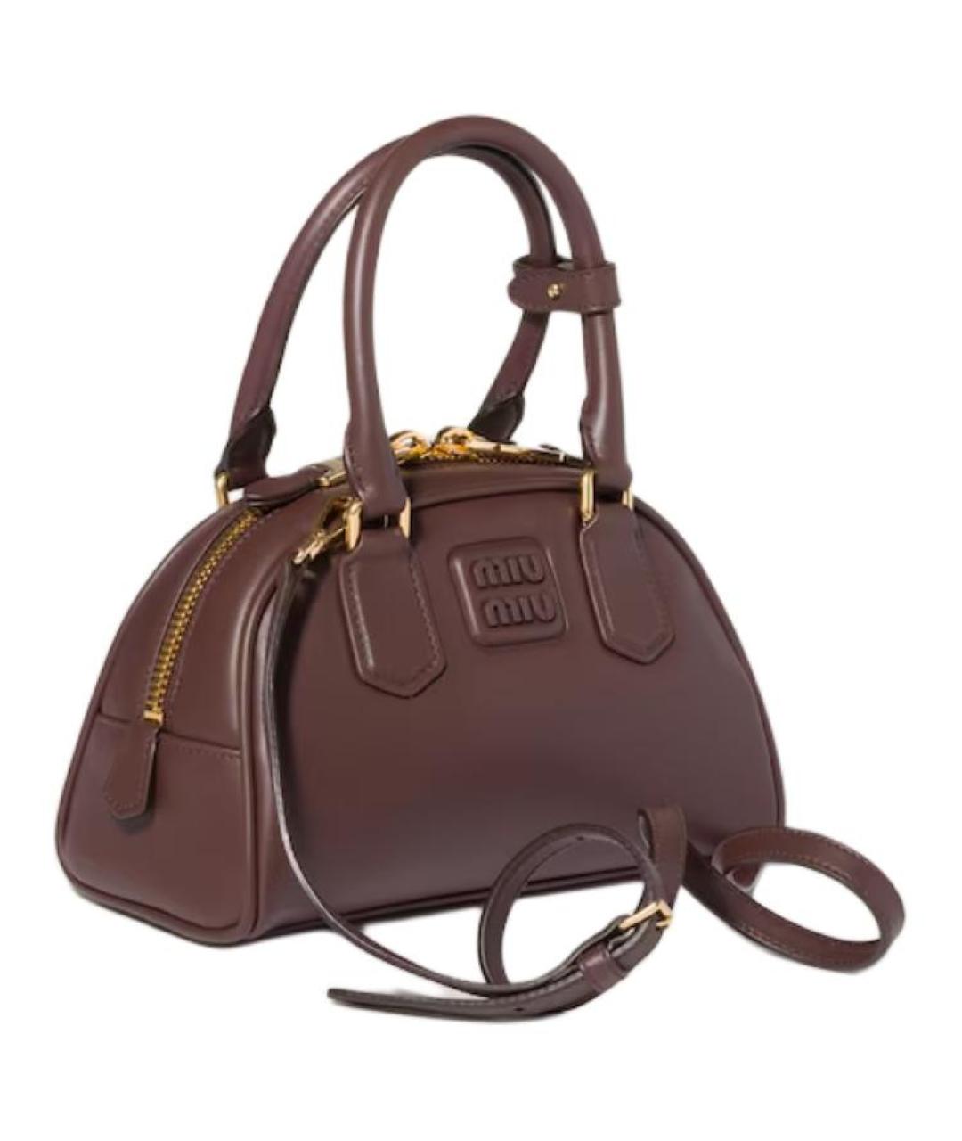 MIU MIU Бордовая кожаная сумка через плечо, фото 2