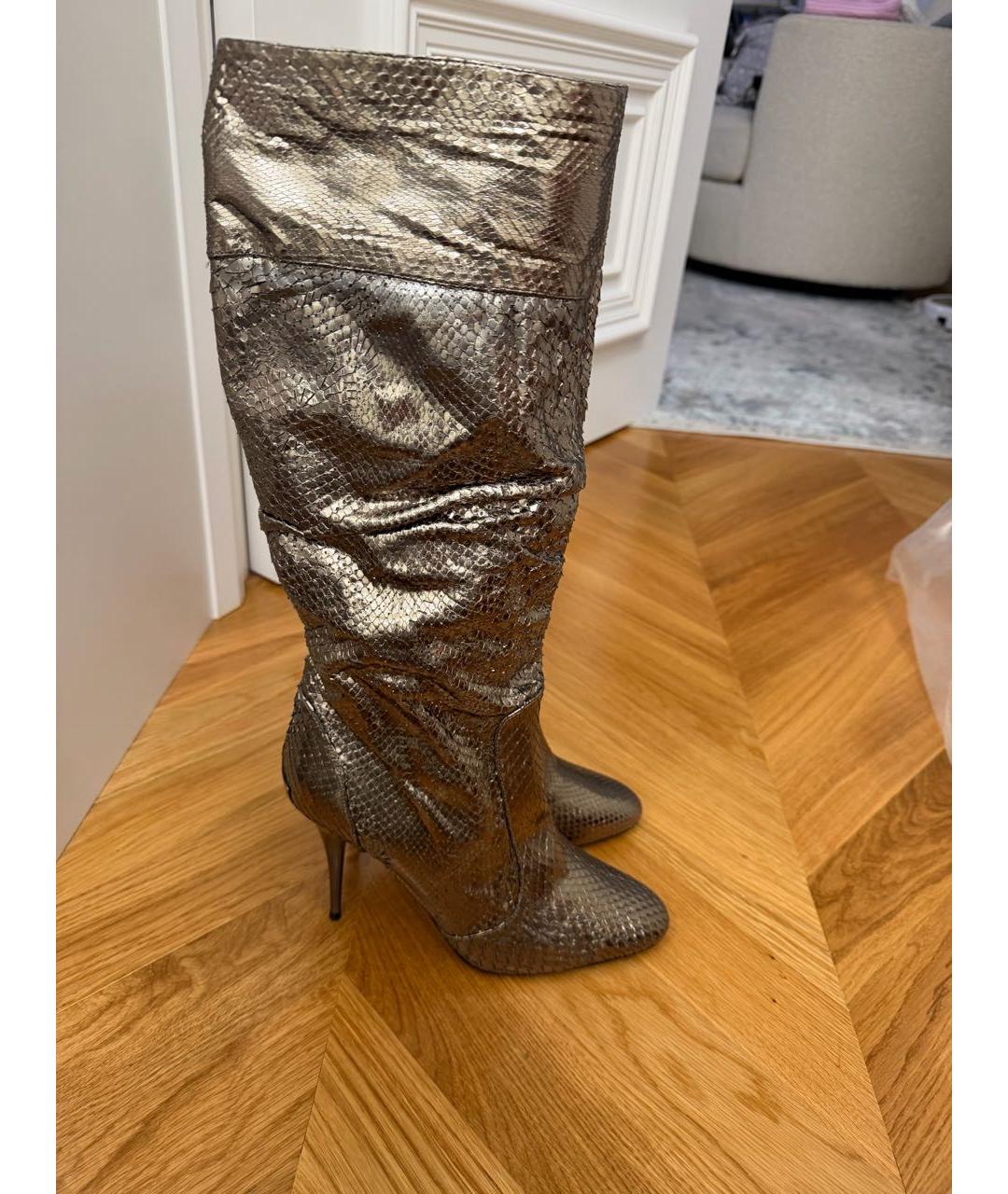 BURBERRY Золотые ботильоны из экзотической кожи, фото 6