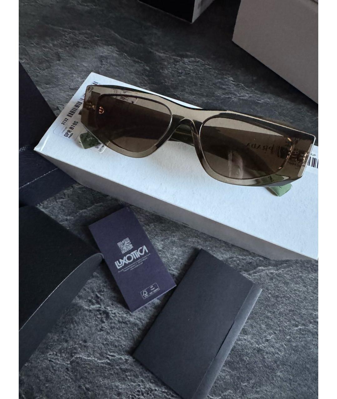 PRADA Коричневые пластиковые солнцезащитные очки, фото 2