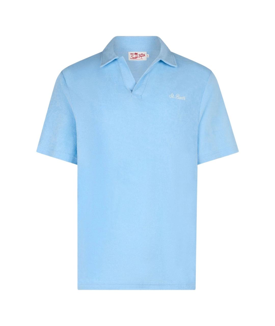 MC2 SAINT BARTH Голубое хлопковое поло с коротким рукавом, фото 1