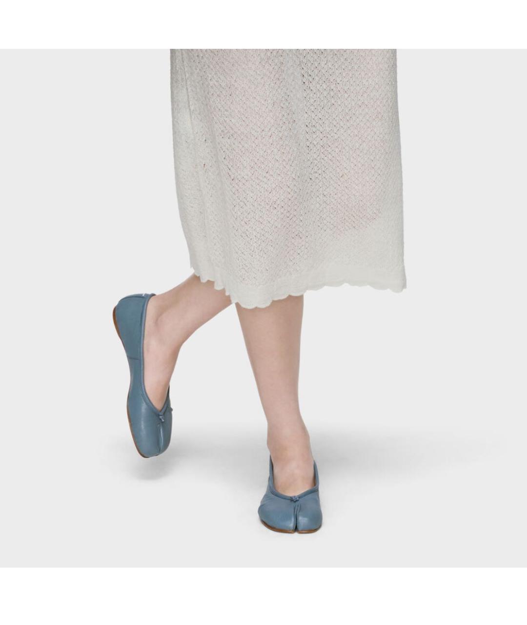 MAISON MARGIELA Голубые кожаные балетки, фото 4