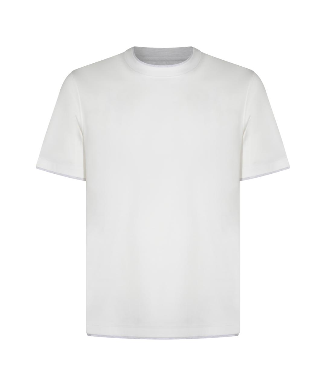 BRUNELLO CUCINELLI Бежевая хлопковая футболка, фото 1