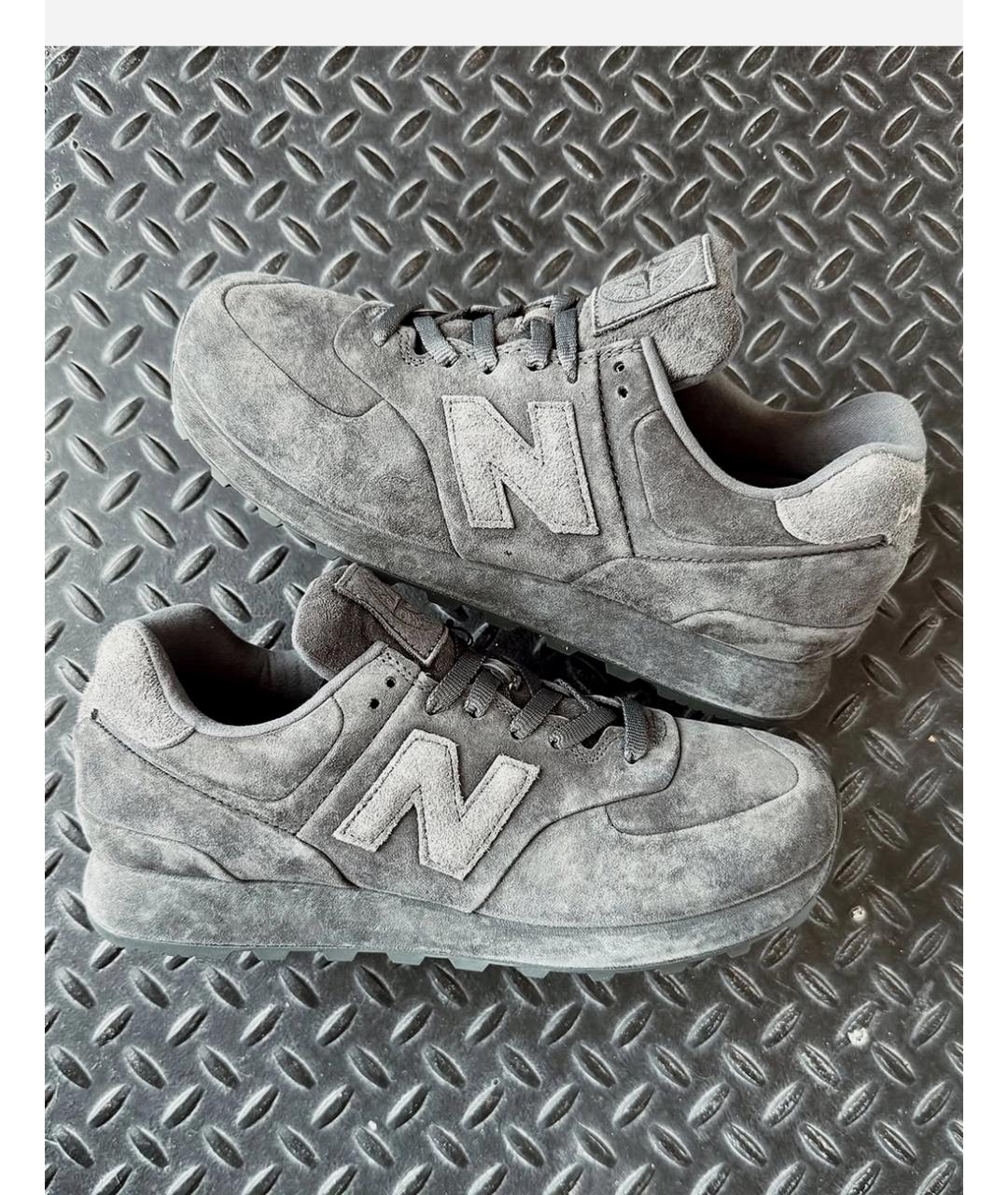 STONE ISLAND Серые замшевые низкие кроссовки / кеды, фото 2