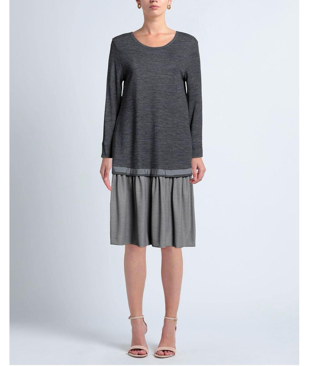 PESERICO Антрацитовое вискозное повседневное платье, фото 7