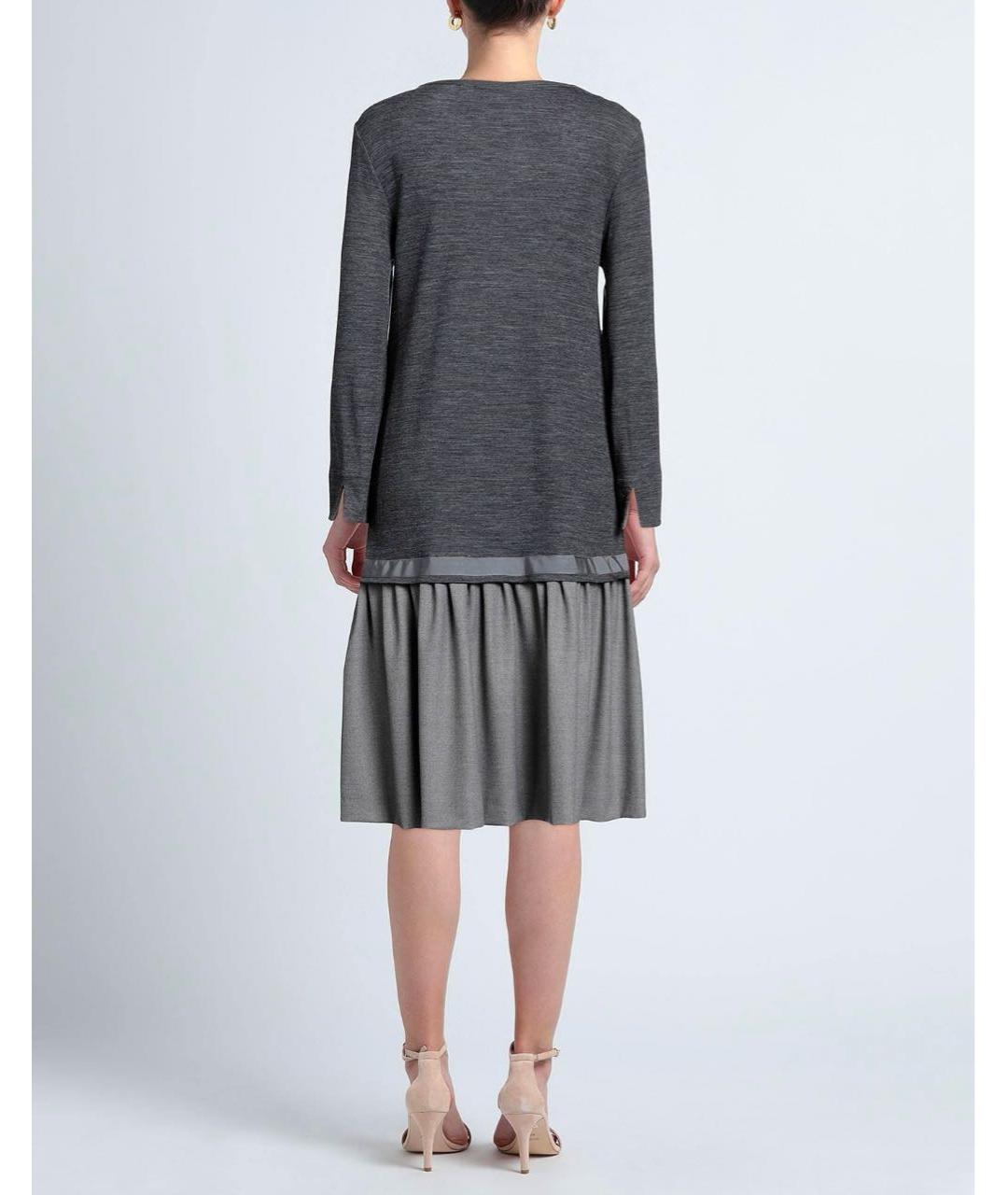 PESERICO Антрацитовое вискозное повседневное платье, фото 8