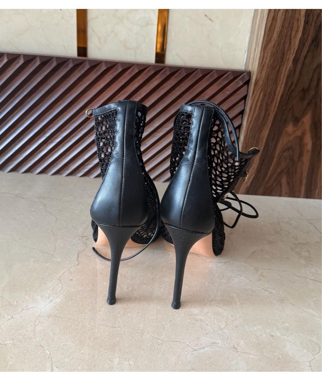 GIANVITO ROSSI Черные текстильные босоножки, фото 3