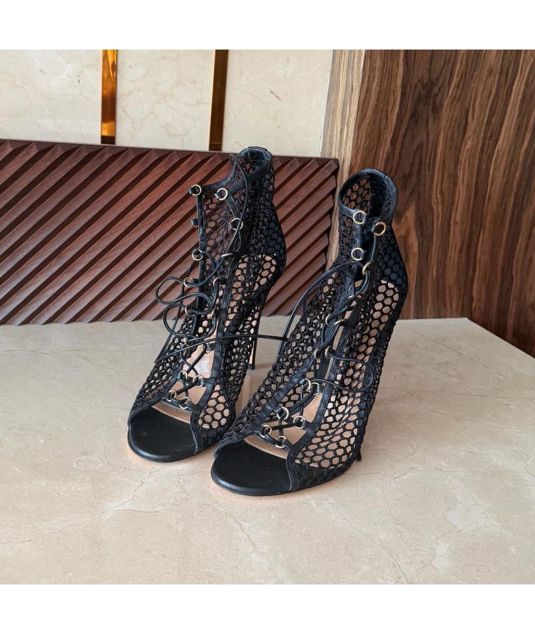 GIANVITO ROSSI Черные текстильные босоножки, фото 4