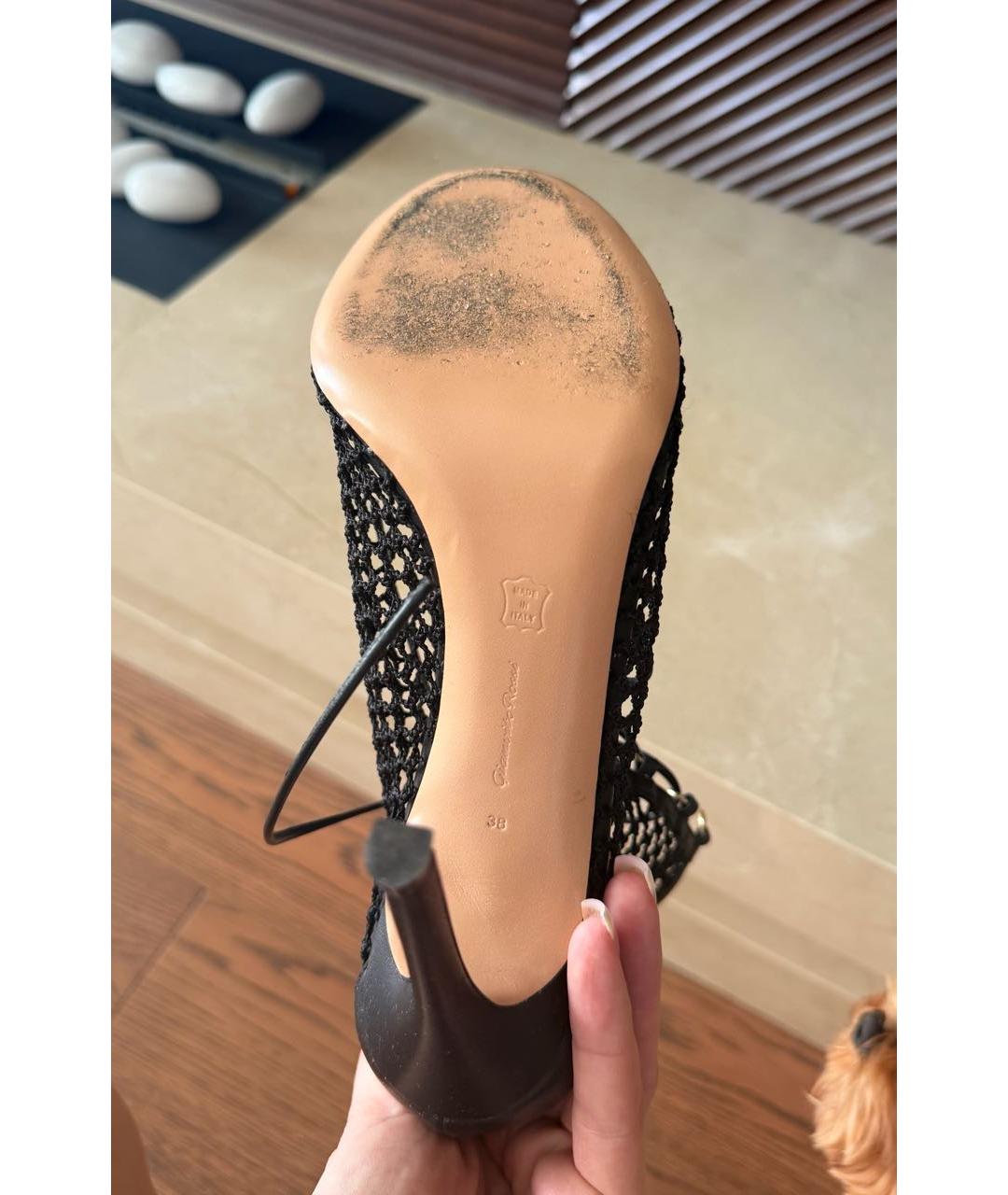 GIANVITO ROSSI Черные текстильные босоножки, фото 5