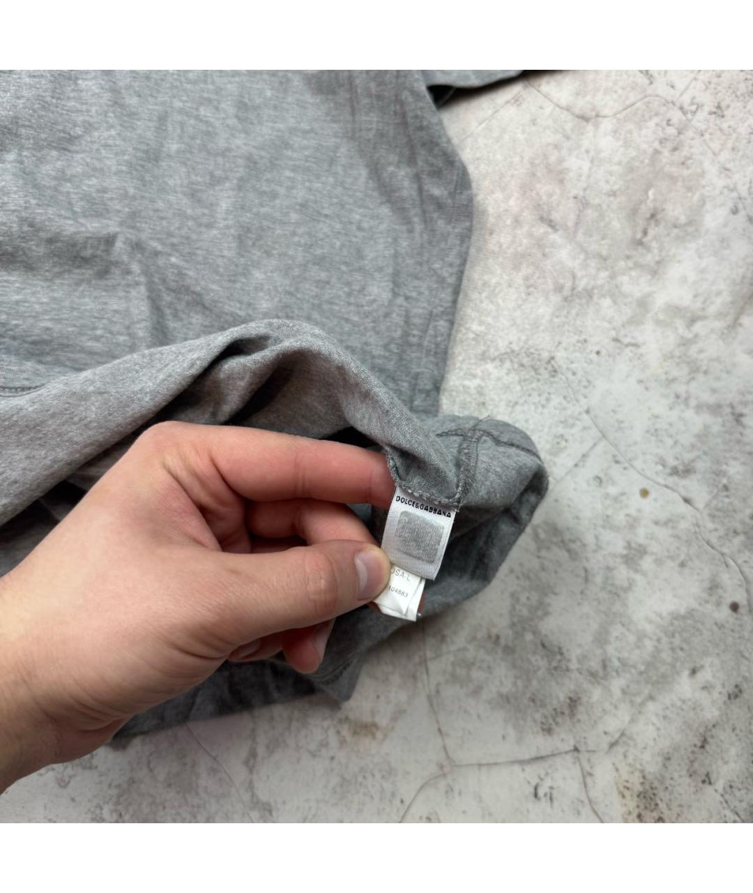 DOLCE&GABBANA Антрацитовая хлопковая футболка, фото 4