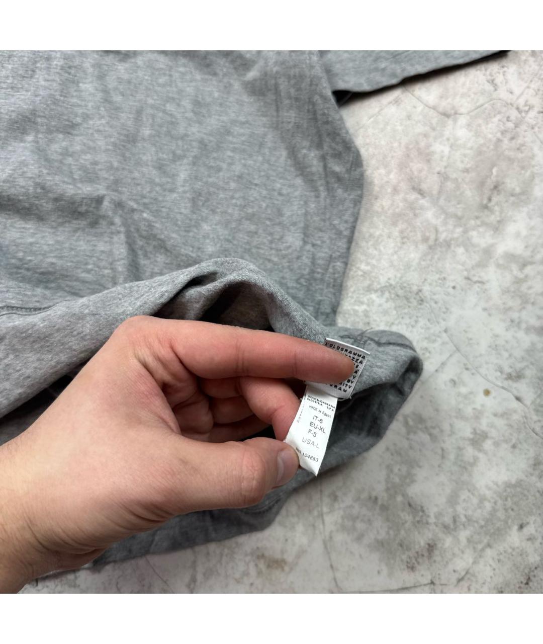 DOLCE&GABBANA Антрацитовая хлопковая футболка, фото 5