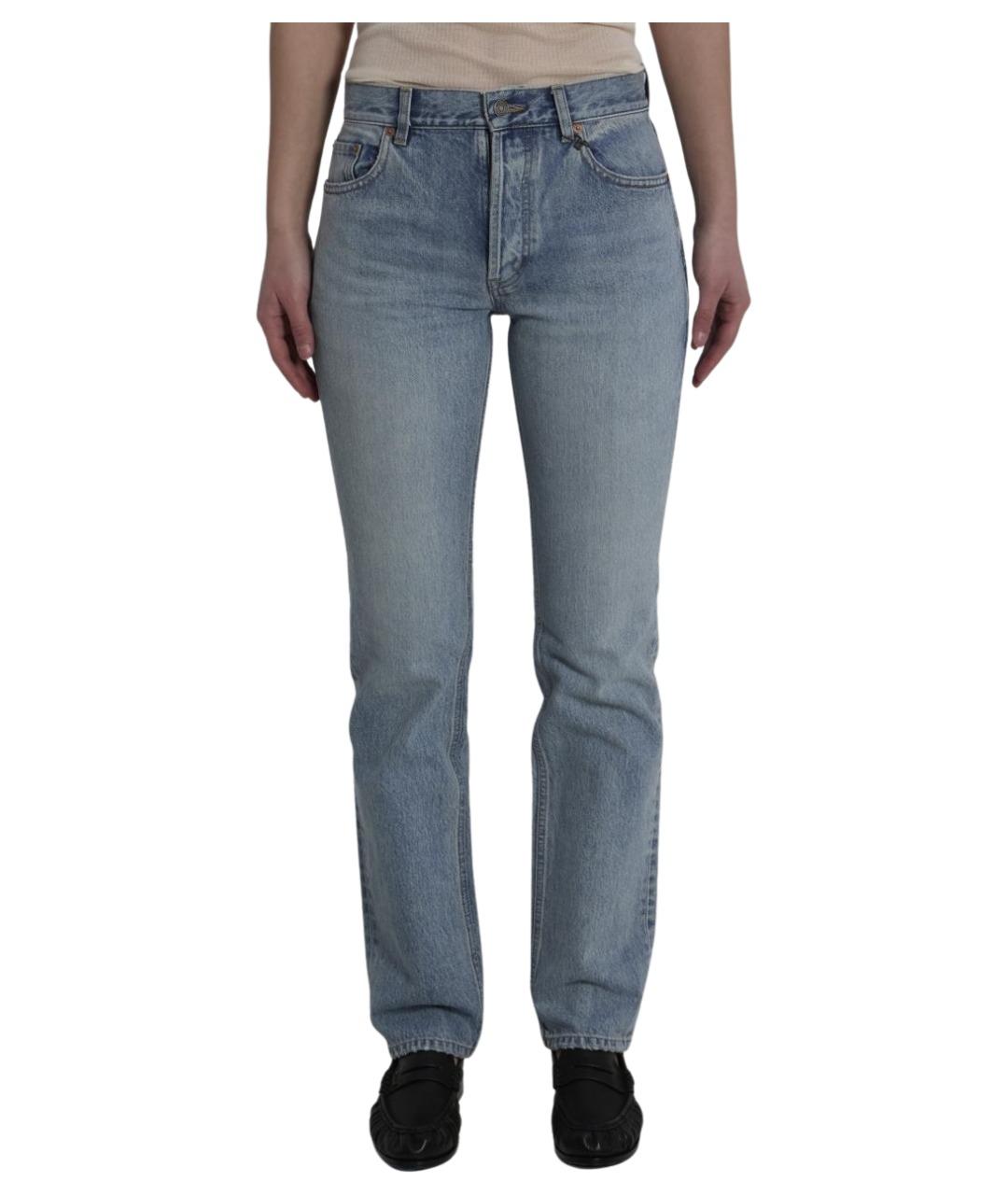 SAINT LAURENT Голубые хлопковые прямые джинсы, фото 1