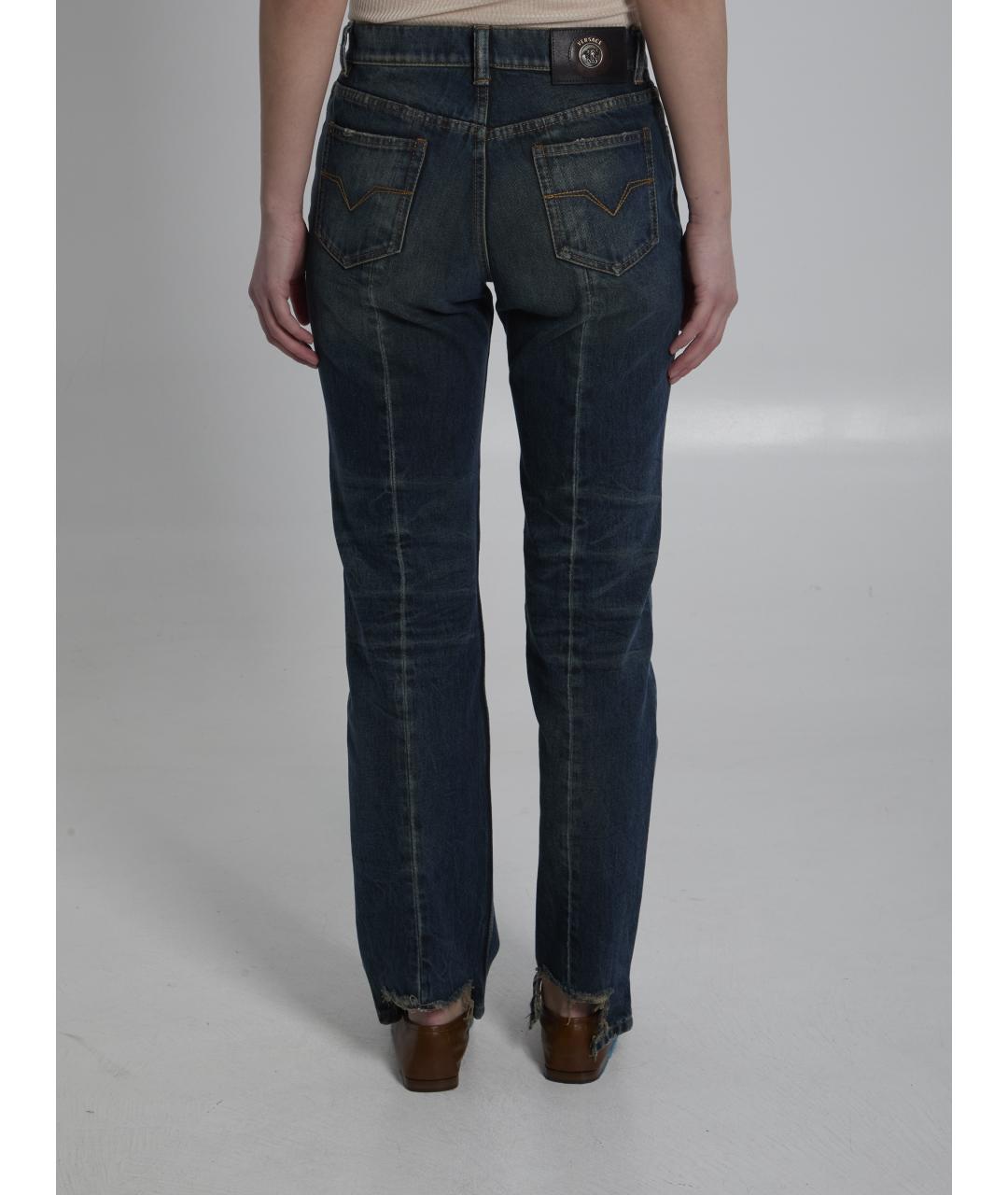 VERSACE Синие хлопковые прямые джинсы, фото 4