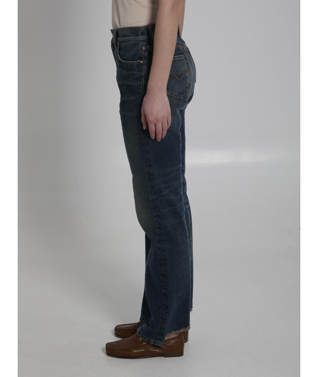 VERSACE Синие хлопковые прямые джинсы, фото 3