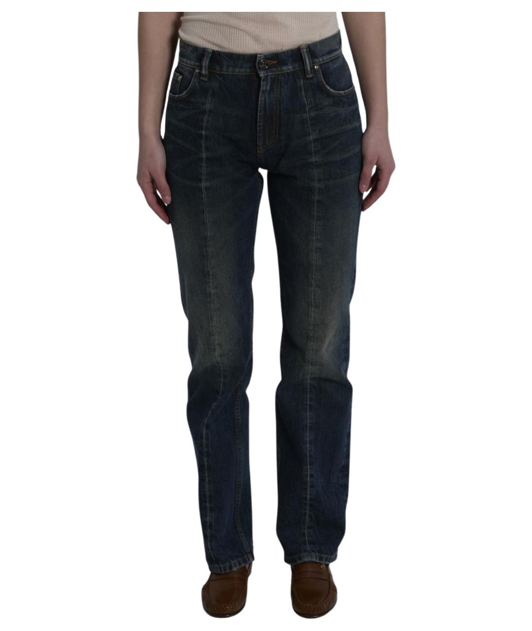 VERSACE Синие хлопковые прямые джинсы, фото 1