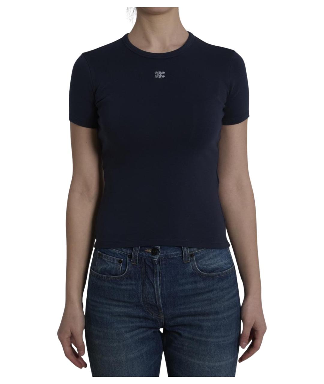 CELINE Синяя хлопковая футболка, фото 1