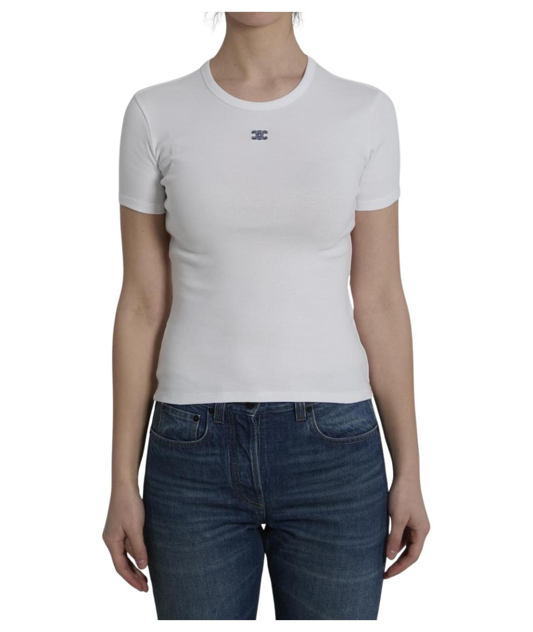 CELINE Белая хлопковая футболка, фото 1