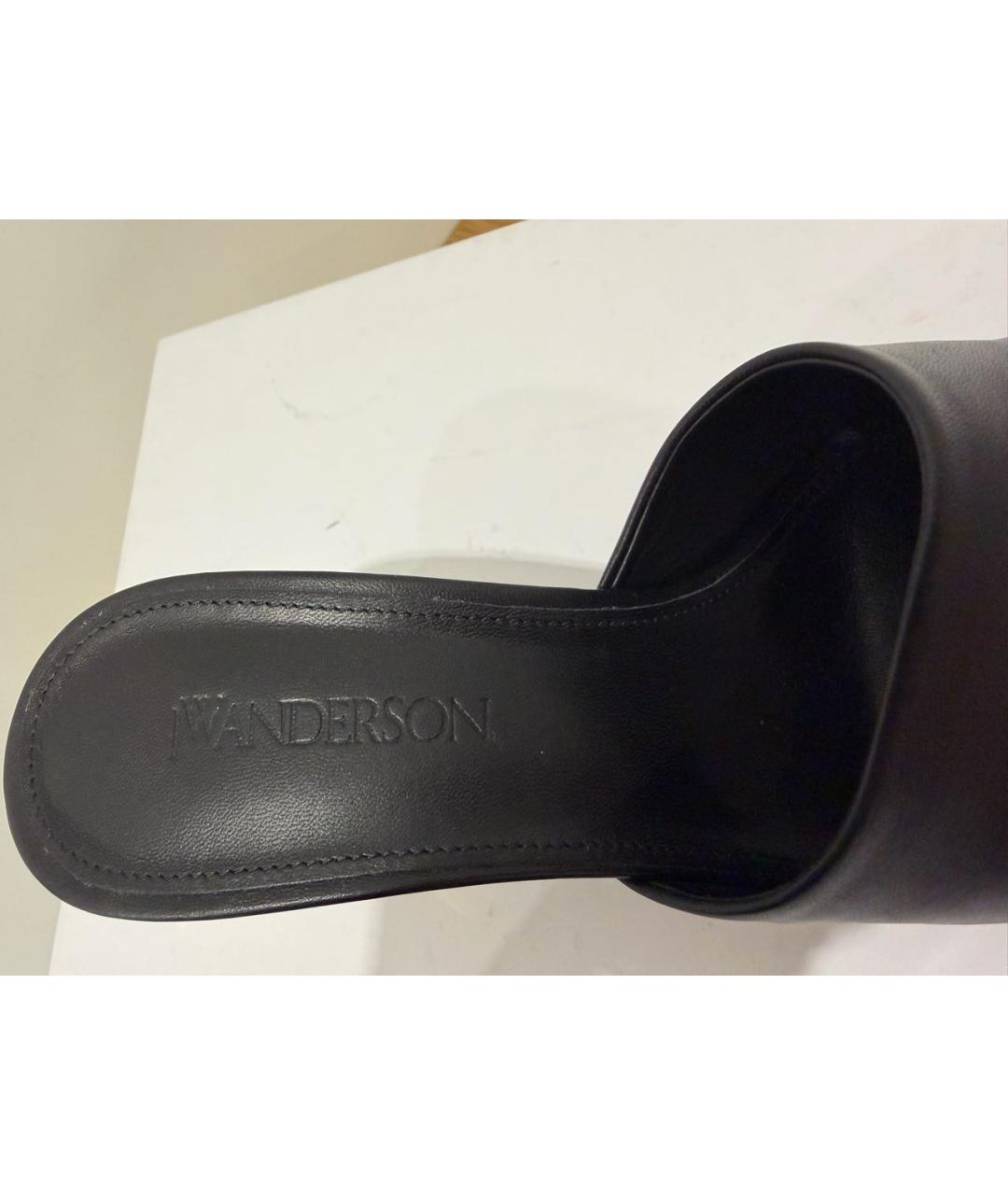 J.W.ANDERSON Черные кожаные мюли, фото 3