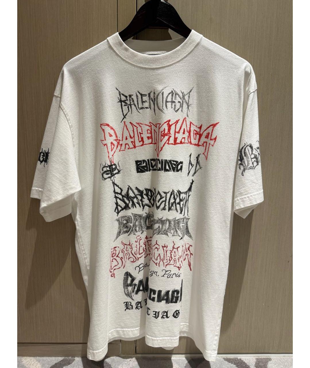 BALENCIAGA Белая хлопковая футболка, фото 5