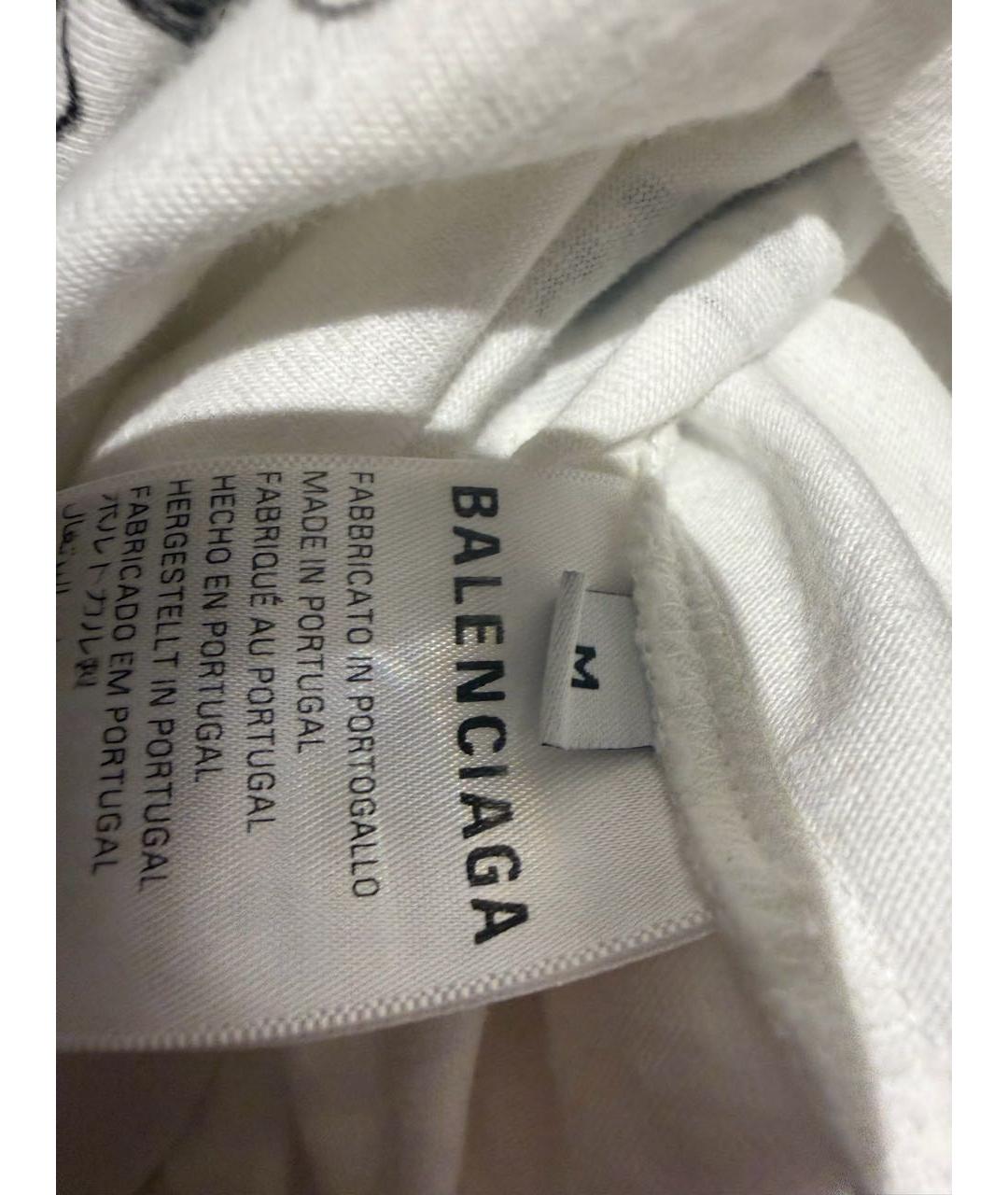 BALENCIAGA Белая хлопковая футболка, фото 4