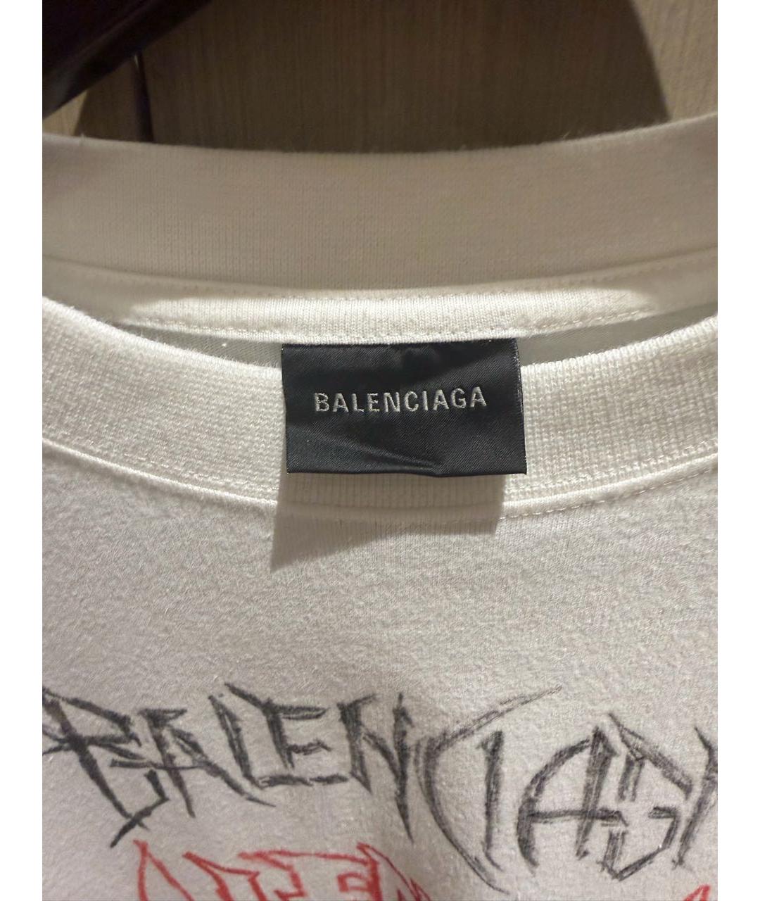 BALENCIAGA Белая хлопковая футболка, фото 3