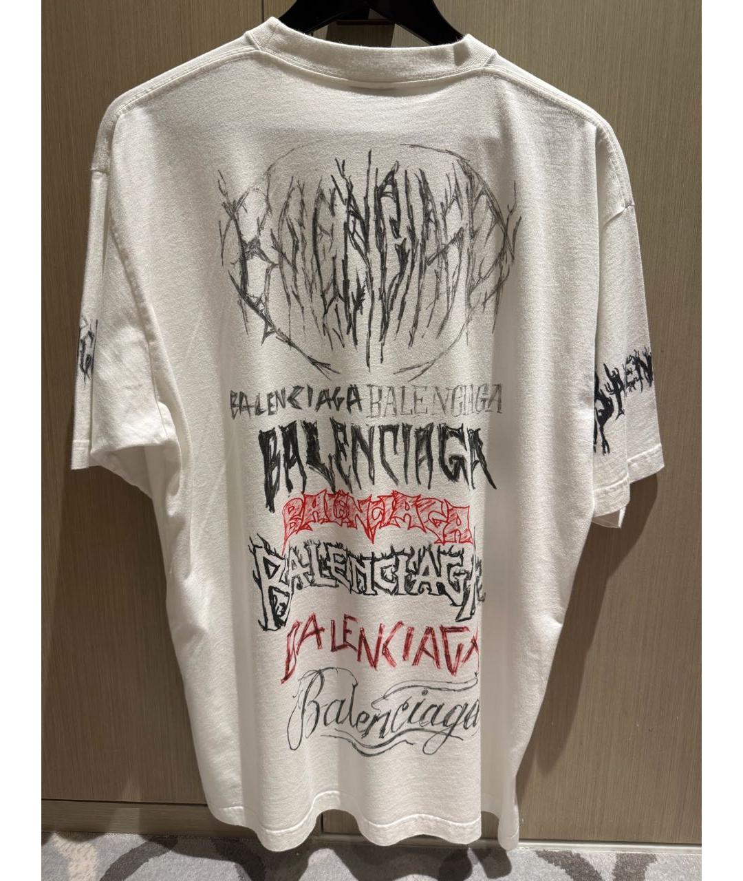 BALENCIAGA Белая хлопковая футболка, фото 2