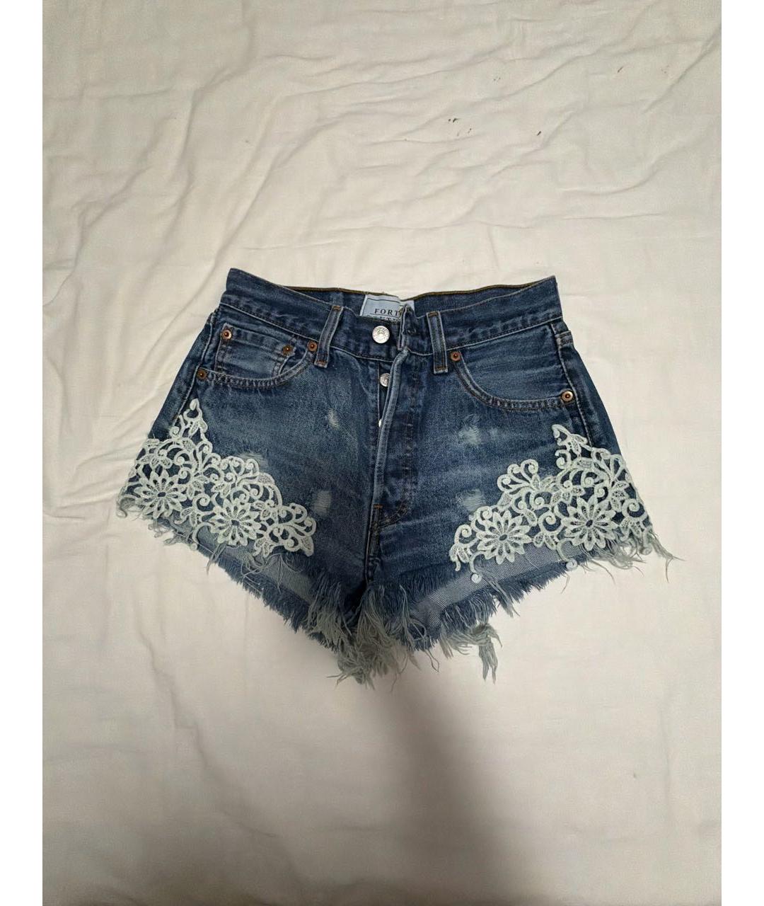 FORTE COUTURE Синие деним шорты, фото 4