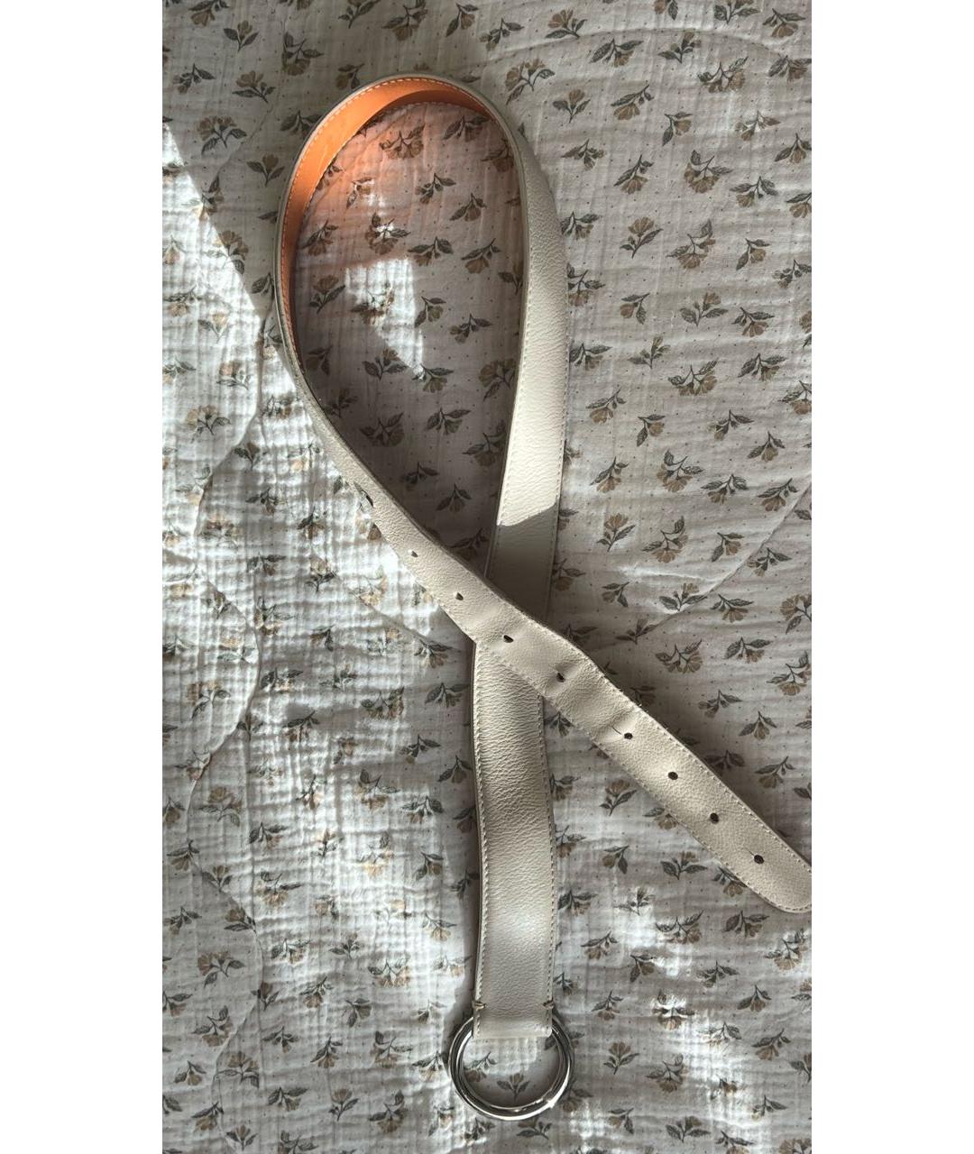 LORO PIANA Бежевый кожаный ремень, фото 9