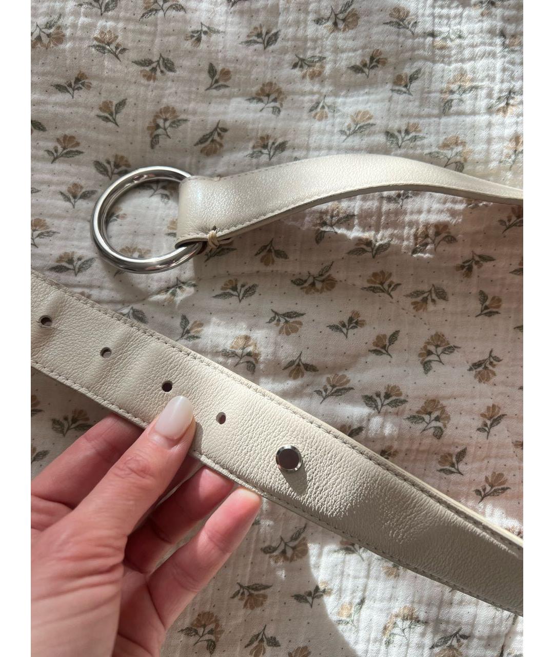 LORO PIANA Бежевый кожаный ремень, фото 6