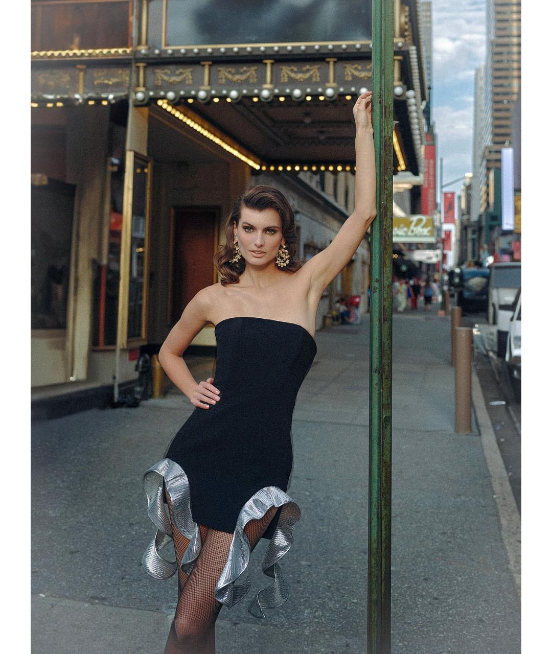 DAVID KOMA Черное вискозное коктейльное платье, фото 8