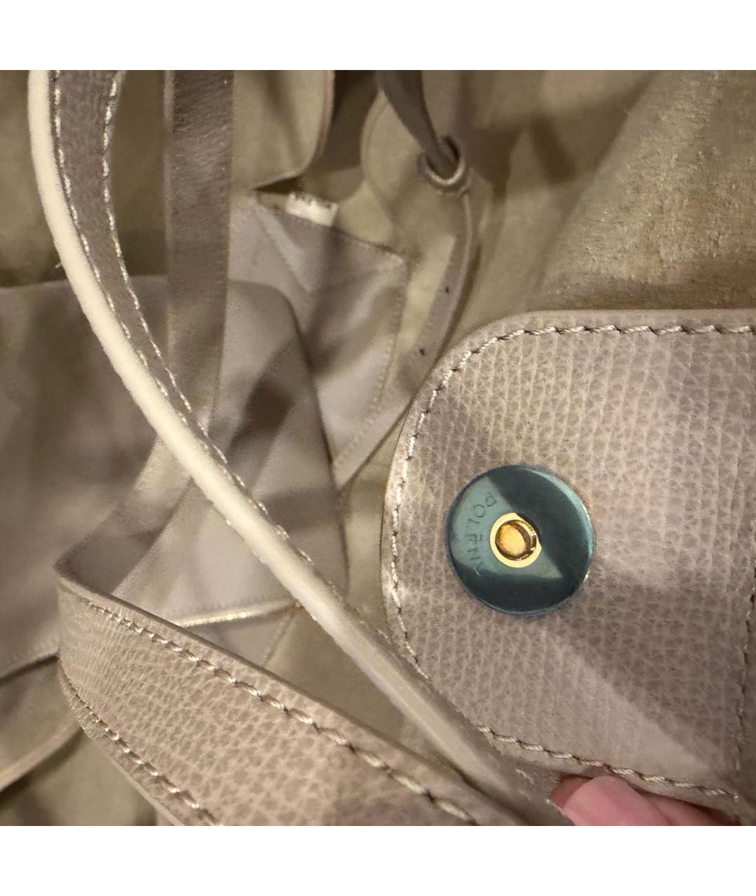 POLENE Серая кожаная сумка тоут, фото 8
