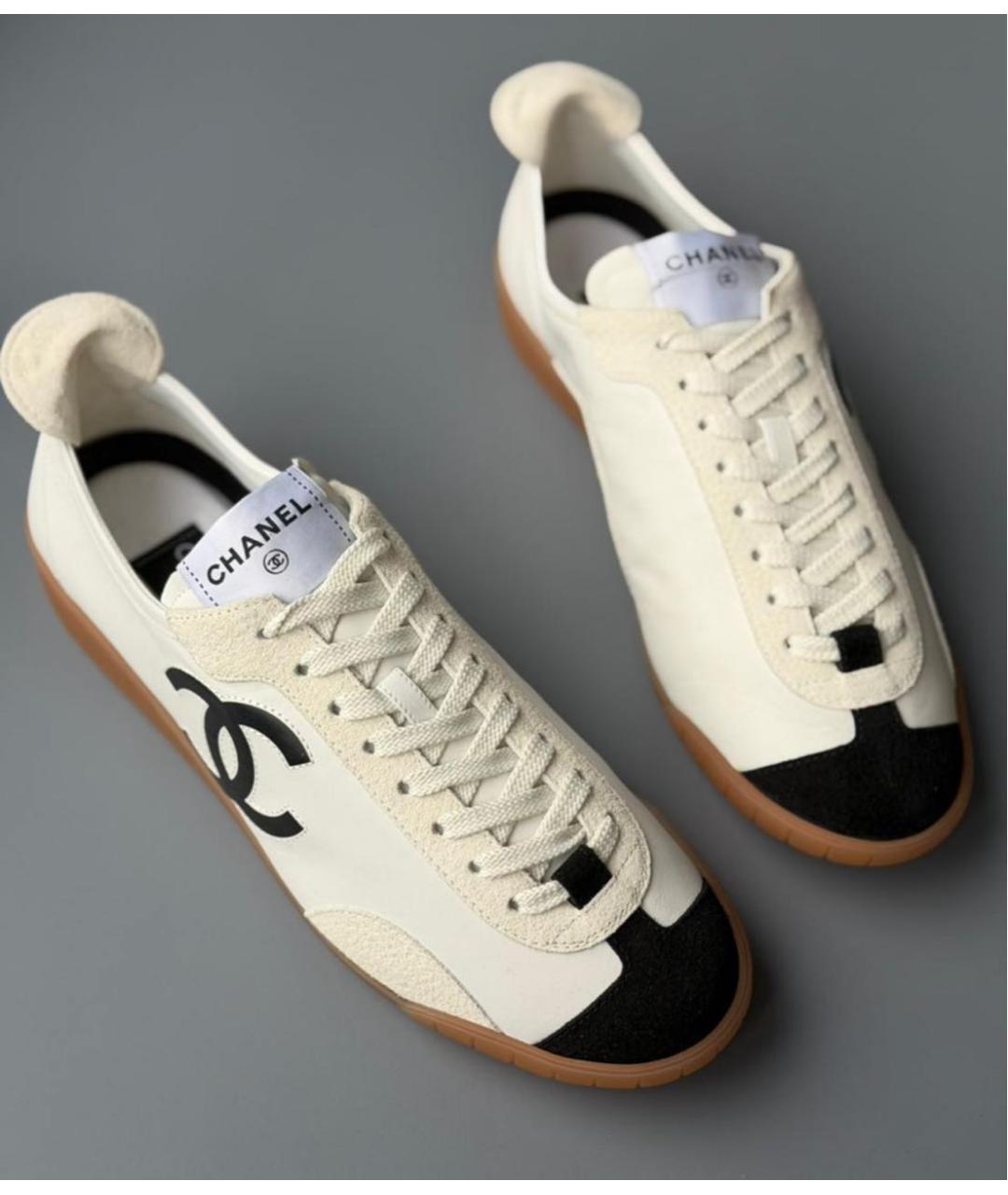 CHANEL Белые кожаные кроссовки, фото 4