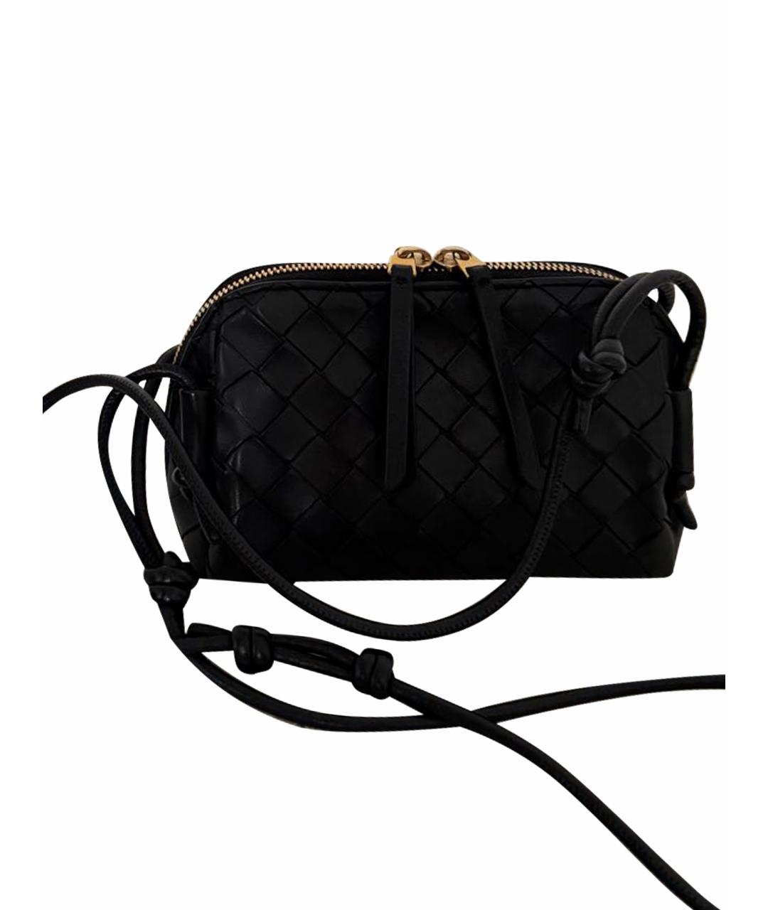 BOTTEGA VENETA Черная кожаная сумка через плечо, фото 1