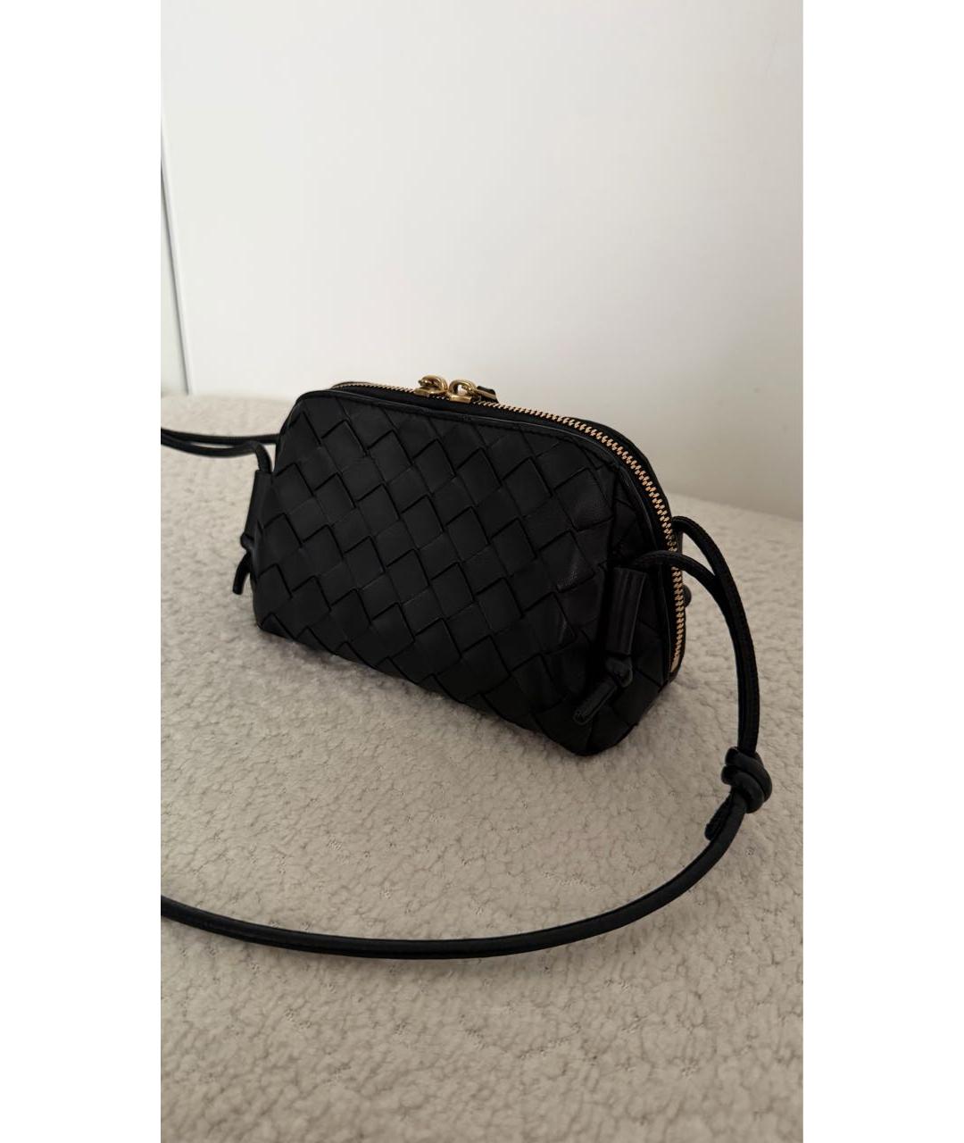 BOTTEGA VENETA Черная кожаная сумка через плечо, фото 3